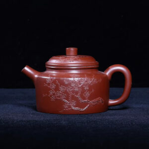台灣回流老紫砂壺早期一廠狄威制底槽清9孔230c墨梅泥繪德鐘壺