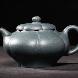 台灣回流老紫砂壺宜興名家早期馮桂林民國綠泥全手工葵笑櫻壺