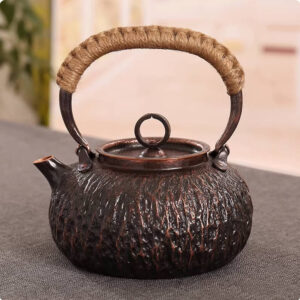 純手工紅銅壺紫銅燒水壺一張打純銅茶壺1L容量煮茶壺無塗層煮茶器