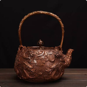九五至尊純手工脫蠟鑄造紫銅壺純銅燒水壺紅銅煮茶壺無塗層加厚壺